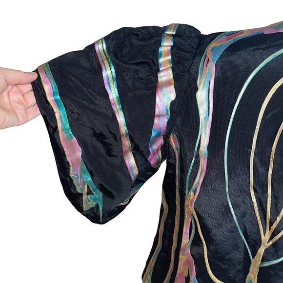 Terry Toni Vintage Womens Jacket and Bag Set Size Small Black Hand Painted - Picture 5 of 10